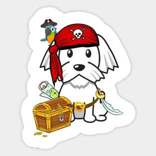 Cute white dog is a pirate Sticker